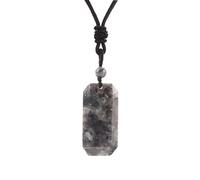 KIJSKKOPO Collana Con Ciondolo Rettangolare In Pietra Naturale, Preziosa Energetica Sfaccettata Quadrata In Avventurina Verde Reiki, Collana Intrecciata Regolabile, Regalo Per Donne E Uomini, Labrad