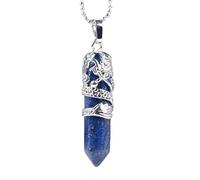 KIJSKKOPO Collane Con Ciondolo In Pietra Di Cristallo Esagonale, Gioielli, Reiki Naturale, Onice Nero, Argento, Loong, Ciondolo In Preziosa Energetica, Chakra, Collana Vichinga Per Donne E Uomini, L