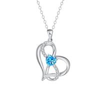 KIJSKKOPO Regali per La Festa Della Mamma Da Figlia E Figlio, Collana con Cuore Infinito per Donna, Ciondolo Simbolo Infinito con Zirconi Cubici, Gioielli Regalo Mamma, Moglie, Fidanzata, Blu