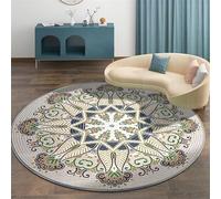 KIJyfgTR Cuscino rotondo for sedia da computer in stile mandala retrò, adatto for pavimenti in legno(Green Yellow,100cm)