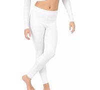 KIKFIT Leggings Lucidi per Ragazze, Danza, Ginnastica, Elasticizzati Senza Piede, per Bambini, in PE, Pantaloni Elasticizzati per Balletto Sportivo a Tutta Lunghezza (Bianco, 13-14 Anni)