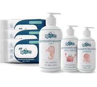 Kikido Kit Igiene Nascita con 3 Salviette, Shampoo, Detergente Intimo,