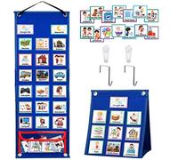 KIKIGOAL Calendario per bambini con 70 schede di routine tedesche e punti in velcro, lavagna visiva, planner settimanale, per la scuola a casa, blu scuro (01-GD06-DE-GM)