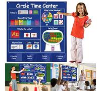 KIKIGOAL Circle Time Center Classroom Pocket Chart Educational Pocket Chart Materiali didattici Calendario di apprendimento Meteo Conteggio Lettera Colore Forma