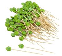 KiKiHong 100 Pezzi Stuzzicadenti Decorativi,Stuzzicadenti da Cocktail Spiedini da Cocktail in bambù Bastoncini di Frutta 12cm per Frutta, Feste, Dessert, Insalata, Cocktail per Decorazioni(Verde)