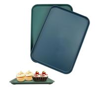 KiKiHong 2 Pezzi Riutilizzabile Vassoi Plastica,Vassoio Piccolo Rettangolare 22 * 30.5cm,Vassoio da Portata Adatti per Ristoranti,Snack,Frutta（Verde Scuro,Blu Scuro）