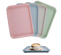 KiKiHong 4 Vassoi Piccolo,Riutilizzabile Vassoio Plastica 24.5 x 17.5 cm,4 Colori Adatti per Ristoranti, Snack,Frutta,Dessert,Tè o Caffè