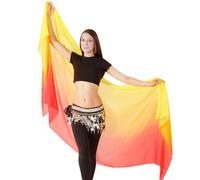 KIKIKIGOAL, velo e sciarpa per la danza del ventre, 100% seta, colori graduali, 1,14 x 2,5 m, Red orange yellow