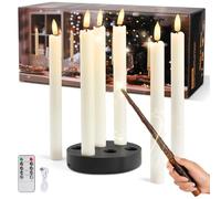 KIKILIVE Candele LED Ricaricabili con Magia Telecomando e Base di Ricarica, 6 pezzi Candele Senza Fiamma con Timer, Ideali per Natale, Halloween, Decorazione