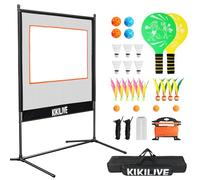 KIKILIVE Set Completo con Rete per Giochi con Racchette, Adatto a Badminton/Tennis da Tavolo/Volano/Pickleball, Set per Sport e Giochi Indoor & Outdoor, per Spiaggia/Giardino/Casa