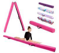 KIKILIVE Trave d'Equilibrio Ginnastica con Superficie in Ecopelle Eva+EPE in 3 Misure (240cm/270cm/300cm) Pieghevole per Bambini & Adulti + Borsa Trasporto
