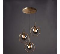 Kikioo Circle Copper Gold Glass Trasparente/fumé Grigio/Ambra Lampade a Sospensione E27 Nordic Modern Lampada a Sospensione Isola da Cucina Bar Sala da Pranzo Lampada a Sospensione