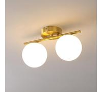 Kikioo Nordic Tutto Rame plafoniera corridoio corridoio Lampada Ingresso Foyer Lampada Rotonda con Paralume in Vetro Opale Latte Lampada da soffitto Soggiorno Guardaroba lampadario E27