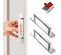 KIKISML 2 Pezzi Maniglie Autoadesive per Mobili, Alluminio Adesivo Tirare la Maniglia per Cassetto Guardaroba Scorrevole Porta Cucina Mobiletto-147mm Argento