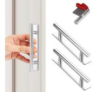 KIKISML 2 Pezzi Maniglie Autoadesive per Mobili, Alluminio Adesivo Tirare la Maniglia per Cassetto Guardaroba Scorrevole Porta Cucina Mobiletto-147mm Argento