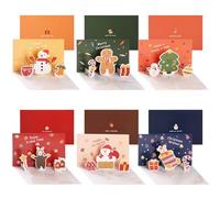 KIKISML Natale pop-up, 6 PCS Mini Biglietto di Auguri 3D di Buon Natale con Buste e Adesivi, Biglietti di Auguri di Natale Vuoti, Biglietti di Ringraziamento (11 * 16 cm)