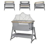 Kikka boo lettino aggiuntivo Nanna 2 materasso barre oscillanti zanzariera ruote, colorazione:grigio