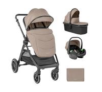 Kikka boo passeggino combinato Ava 3 in 1 navicella ovetto, ruote in gomma borsa, colorazione:beige