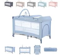 Kikkaboo lettino da viaggio So Gifted Plus due livelli, arco di gioco fasciatoio, colorazione:azzurro