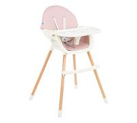 Kikkaboo, Nutri 2 in 1 Seggiolone Gambe di legno Poggiapiedi Vassoio rimovibile, colori:rosa