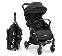 KikkaBoo Passeggino Leggero fino a 22 kg CIELA, Piegatura Automatica, Schienale Reclinabile, da Viaggio, Misura Bagaglio a Mano, Nero