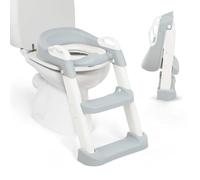 KikkaBoo Riduttore WC bambini con scaletta LEA, Educatore da toilette, Pieghevole e regolabile, Design anatomico, Imbottitura morbida rimovibile, Maniglie, Antiscivolo, 18+ mesi, Grigio