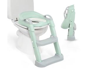 KikkaBoo Riduttore WC bambini con scaletta LEA, Educatore da toilette, Pieghevole e regolabile, Design anatomico, Imbottitura morbida rimovibile, Maniglie, Antiscivolo, 18+ mesi, Menta