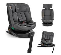 KikkaBoo Seggiolino Auto 0-36 kg i-SECURE, Gruppo 0 1 2 3, ISOFIX, i-Size, Rotante a 360º, 40-150 cm, Da 0 a 12 Anni, 12 Posizioni Poggiatesta, Grigio scuro