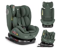 KikkaBoo Seggiolino Auto i-Moove 2 i-SIZE, 40-150 cm, Rotazione 360°, ISOFIX, Contro e Fronte Marcia, Poggiatesta Regolabile, Reclinabile, Verde Militare
