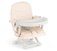 KikkaBoo Sollevatore per sedia PAPPO, Booster fino a 36 mesi, sedile sollevatore pieghevole, vassoio estraibile, seggiolone da viaggio portatile e regolabile, compatto, beige