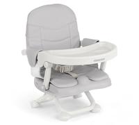 KikkaBoo Sollevatore per sedia PAPPO, Booster fino a 36 mesi, sedile sollevatore pieghevole, vassoio rimovibile, seggiolone da viaggio, portatile, regolabile, compatto, grigio
