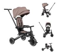 Kikkaboo Triciclo 5 in 1 Trix 2 Pieghevole, Schienale Regolabile, Imbracatura, Colore:Beige