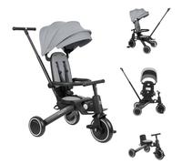 Kikkaboo Triciclo 5 in 1 Trix 2 Pieghevole, Schienale Regolabile, Imbracatura, Colore:Grigio