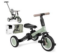KikkaBoo FLIP Triciclo Evolutivo 5 in 1 per Bambini da 1 a 5 Anni, Triciclo Passeggino con Maniglione Regolabile, con o senza Pedali, Trasformabile in Bicicletta, Verde militare