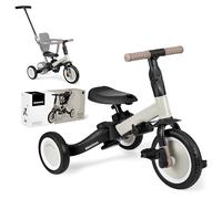 KikkaBoo Triciclo Evolutivo 5 in 1 per Bambini da 1 a 5 Anni FLIP, Triciclo Passeggino con Maniglione Regolabile, Con o Senza Pedali, Trasformabile in Bicicletta, Beige