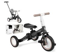 KikkaBoo FLIP Triciclo Evolutivo 5 in 1 per Bambini da 1 a 5 Anni, Triciclo Passeggino con Maniglione Regolabile, con o senza Pedali, Trasformabile in Bicicletta, Nero