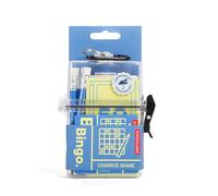 Kikkerland Bingo to Go - Gioco da viaggio con fogli di bingo, carte chiamanti e custodia impermeabile - ideale per viaggi, campeggio e giochi all'aperto