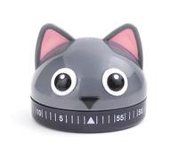 Kikkerland Kitchen Timer Gatto Cucina, Acciaio Cromato, Grigio, 7x6x9 cm