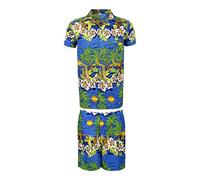 KIKLO Camicia hawaiana STAG Beach Hawaii Aloha Party Summer Holiday Fancy e Short Set, B SOLE SET, XL