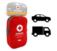 KIKSAFE K-N 0127184 Kit Pronto Soccorso Auto e Furgone a Norma DIN 13164, Cassetta Primo Soccorso 43 Pezzi Completa e Omologata CE per Emergenze Stradali, Viaggi e Uso Quotidiano