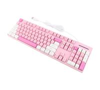Kikumi 104 Tasti Tastiera Cablata a 3 Colori Tastiera da Gioco Carina Usb Aziendale per 7 8 10 11 per Is X 104 Tasti Cablati 3 Colori da Gioco Carino Usb (Rosa)