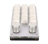 Kikumi Mini Tastiera a 12 Tasti con 2 Manopole Interruttore Blu Connessione Cablata Programmabile Fai-da-te Plug and Play Tastiera Meccanica con una Sola Mano (Nera)