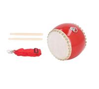 Kikumi Tamburo Cinese per Bambini Tamburo a Percussione per Bambini in Plastica di Pelle di Pecora in Legno di Acero di Colore Rosso con Cinturino e Bastoncini Regolabili