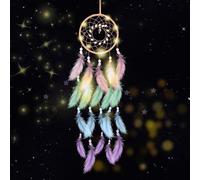 Kikuo Acchiappasogni con Piuma, Acchiappasogni Fatto a Mano con Luci a Led, DreamCatchers in Stile Bohémien per Decorazioni da Appendere a Parete, Camera da Letto Matrimonio (multicolore A)