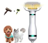 Kikuo Asciugacapelli per Cane, Toelettatura Cani e Gatti 2 in 1 Phon Silenzioso per Cani Portatile con Spazzola, Temperatura Regolabile, Funzione massaggio | per Cani e Gatti di Taglia Piccola e Media