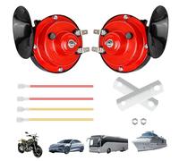 Kikuo Kit Di Corni per Treni Impermeabili Super Forte, Clacson Di Lumaca Universale Doppio Tono, Materiale ABS per Garantire La Qualità Del Suono, Mpermeabile Doppio Corno (2 Pezzi Rosso)