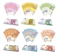 KIKVTER 120 Pezzi Soldi Finti Euro, Soldi Finti, Soldi Falsi, Soldi Finti per Bambini, Banconote Finte, Banconote da Gioco per Bambini per Il Giochi, Conteggio e l'Educazione Finanziaria