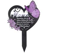 KIKVTER Decorazione per sepoltura a forma di cuore, resistente alle intemperie, con incisione per mamma, persone che amiamo, rimangono per sempre, perché lasciano le loro tracce nei nostri cuori!