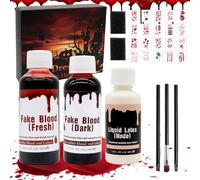 KIKVTER Sangue Finto Halloween, Sangue Finto, Sangue Finto Lavabile, Halloween Special Effects Makeup Set, Trucchi Halloween, Trucco Halloween, trucco halloween bambini Decorazioni Halloween Costume