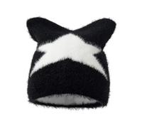 KIKYKUBBLETASW Berretti in Maglia con Orecchie di Gatto Star for Donna Uomo Berretti con Teschio Hip-Hop Y2k Cappelli Caldi Invernali Dolci Quando Fa Freddo(04)